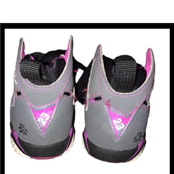 Air Jordan 7 Retro Shoes Gray-Fuchsia Flash Style 705417-01 - Picture 5 of 6